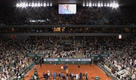 French Open legend's wife in tears as Nadal and Djokovic pay tribute