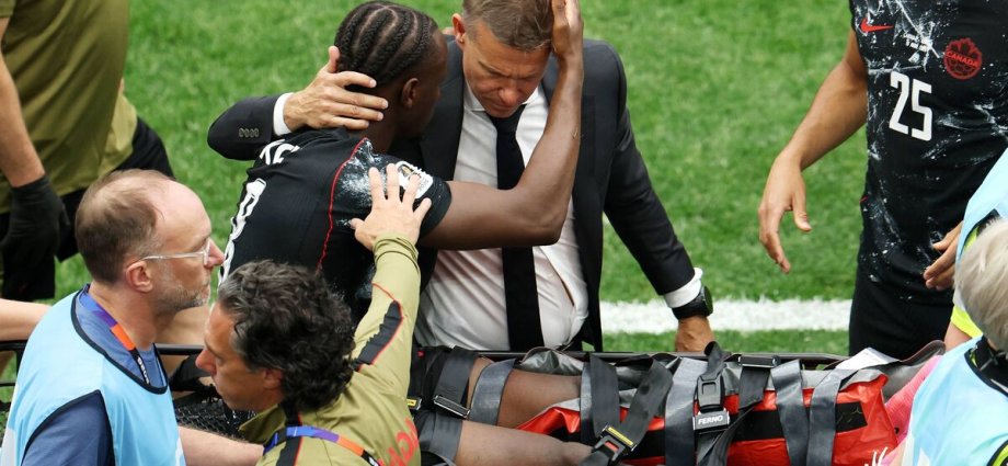 Canada's Ismael Kone stretchered off with 'broken leg' at World Cup
