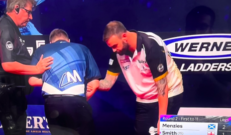 Cameron Menzies gets urgent medical help after wobbling as darts match abandoned