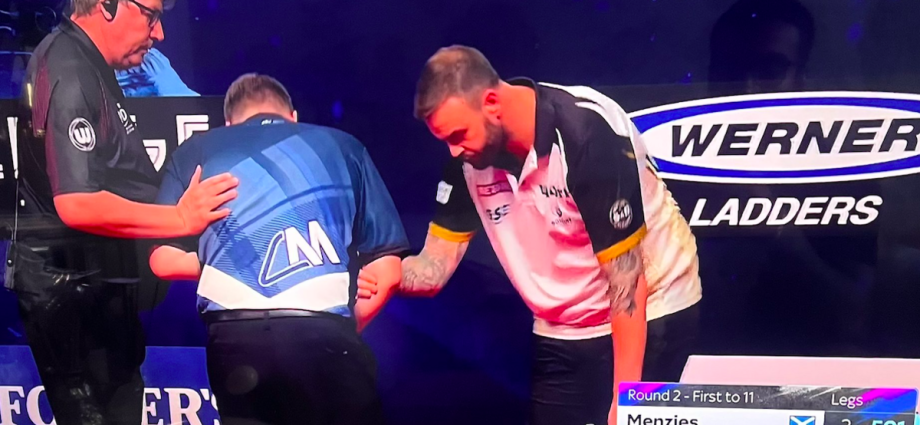 Cameron Menzies gets urgent medical help after wobbling as darts match abandoned