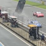 Horror as car flies into air in terrifying crash as Super GT driver hospitalised