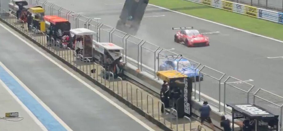 Horror as car flies into air in terrifying crash as Super GT driver hospitalised