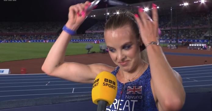 Keely Hodgkinson shows true feelings by taking off medal live on BBC