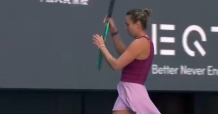 Aryna Sabalenka slams racquet to the floor during surprise straight-sets loss