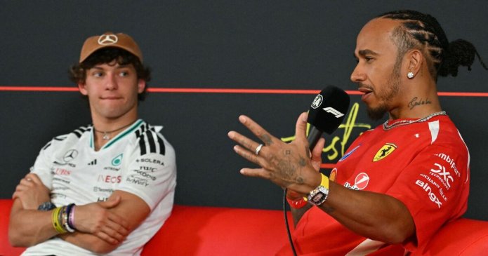 Lewis Hamilton's two-word order to Kimi Antonelli as media have same reaction